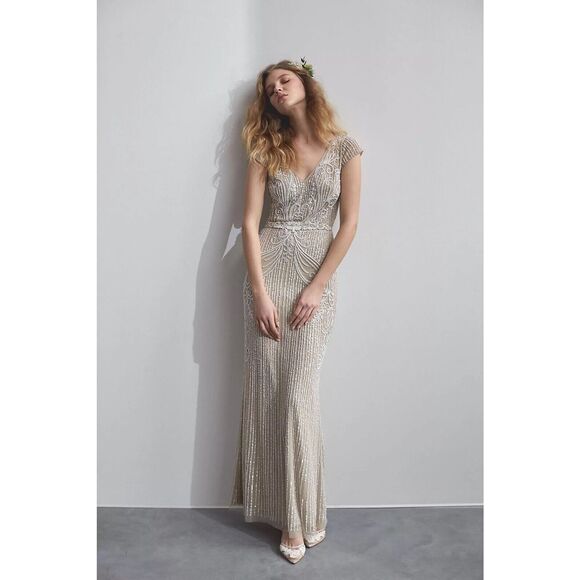 sachin and babi light blue dress BHLDN Sienna Off-The-Shoulder High-Shine Satin Maxi Dress main image 1